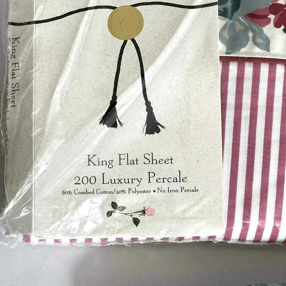 Vintage Croscill Arbor Rose king flat sheet 200 count luxury percale